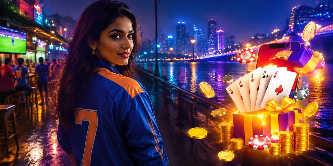 Neon lit Mumbai cricket betting scene symbolizing mh21 platform